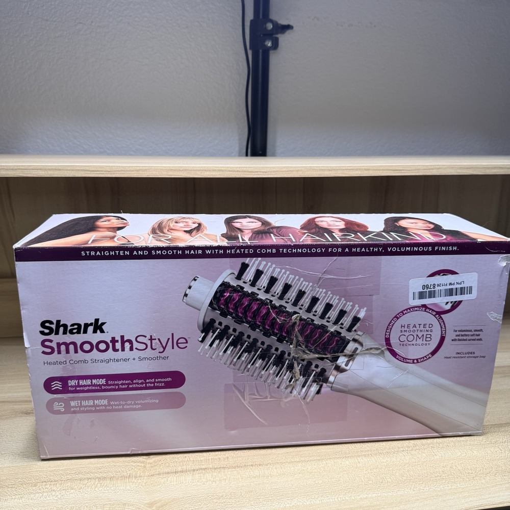 Shark HT212 Smooth Style Heated Comb & Dryer - Blow Dryer Brush with Bag